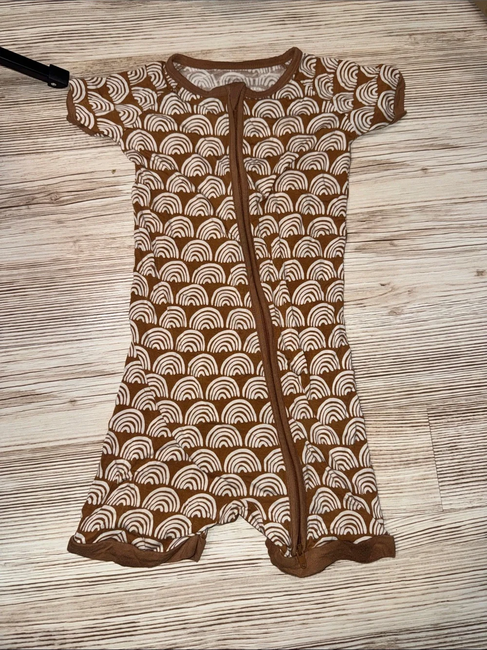 Little sleepies Brown & White Rainbow Print Baby Zip shortie